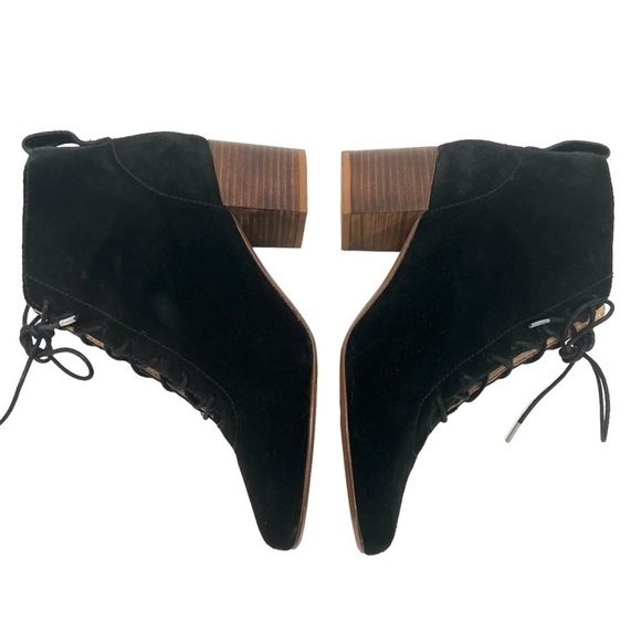 Madewell Emilia Black Suede Lace Up Block Heeled Casual Booties Women’s 8.5 - Picture 10 of 13